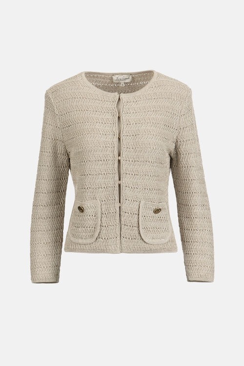 1LS0511-057 [LUISA SPAGNOLI] Castelli 鉤針編織優雅外套 Beige(3640) #100390 (EU)