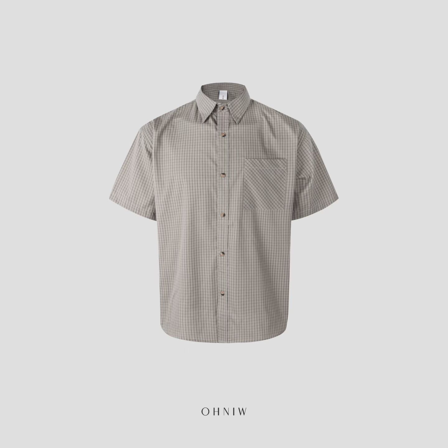 格仔短袖恤衫 OHNIW-014S