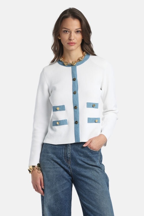 1LS0511-001 [LUISA SPAGNOLI] Capotreno Bon-ton 開襟衫 Blu_Blu Scuro(1206 1255) #100363 (EU)