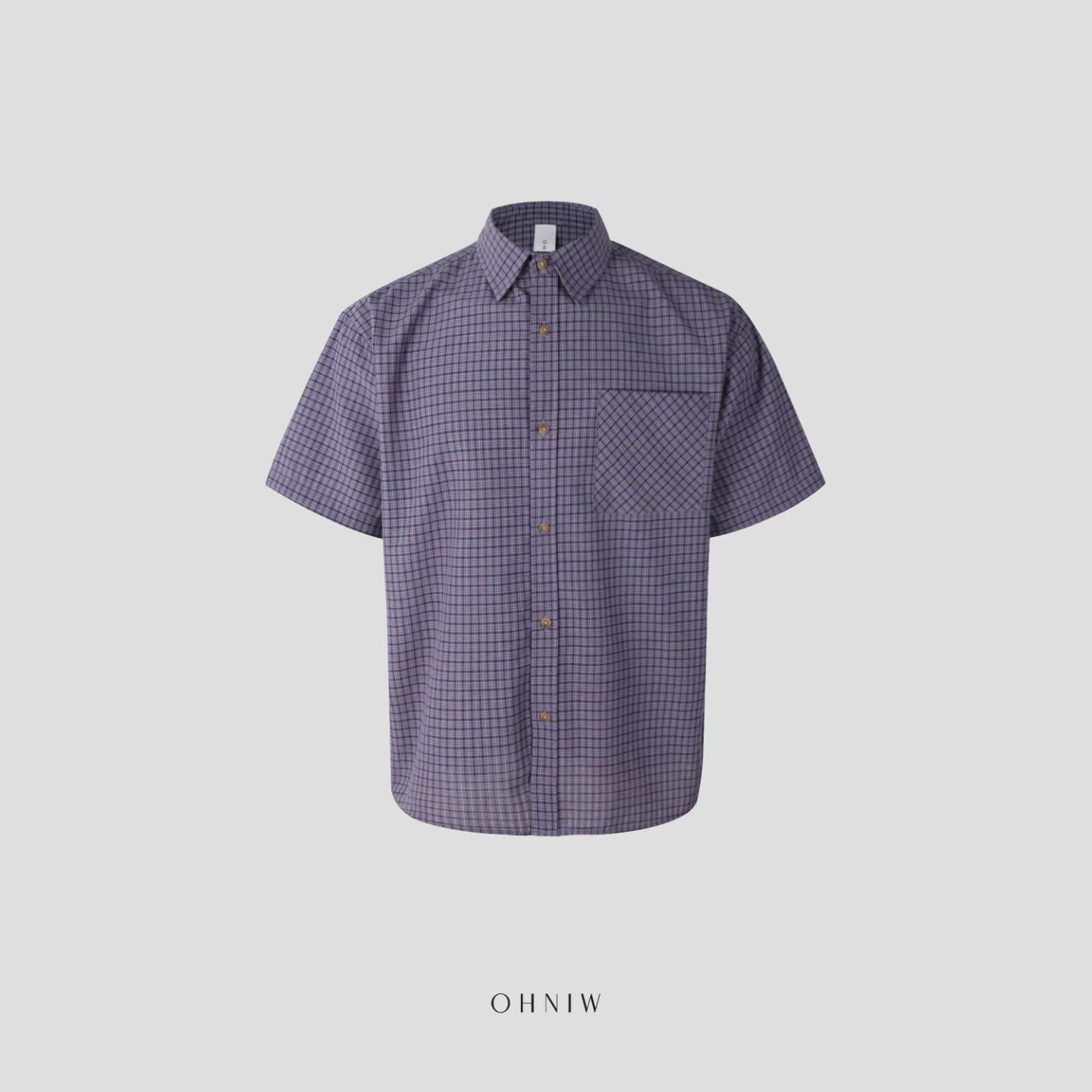 格仔短袖恤衫 OHNIW-015S