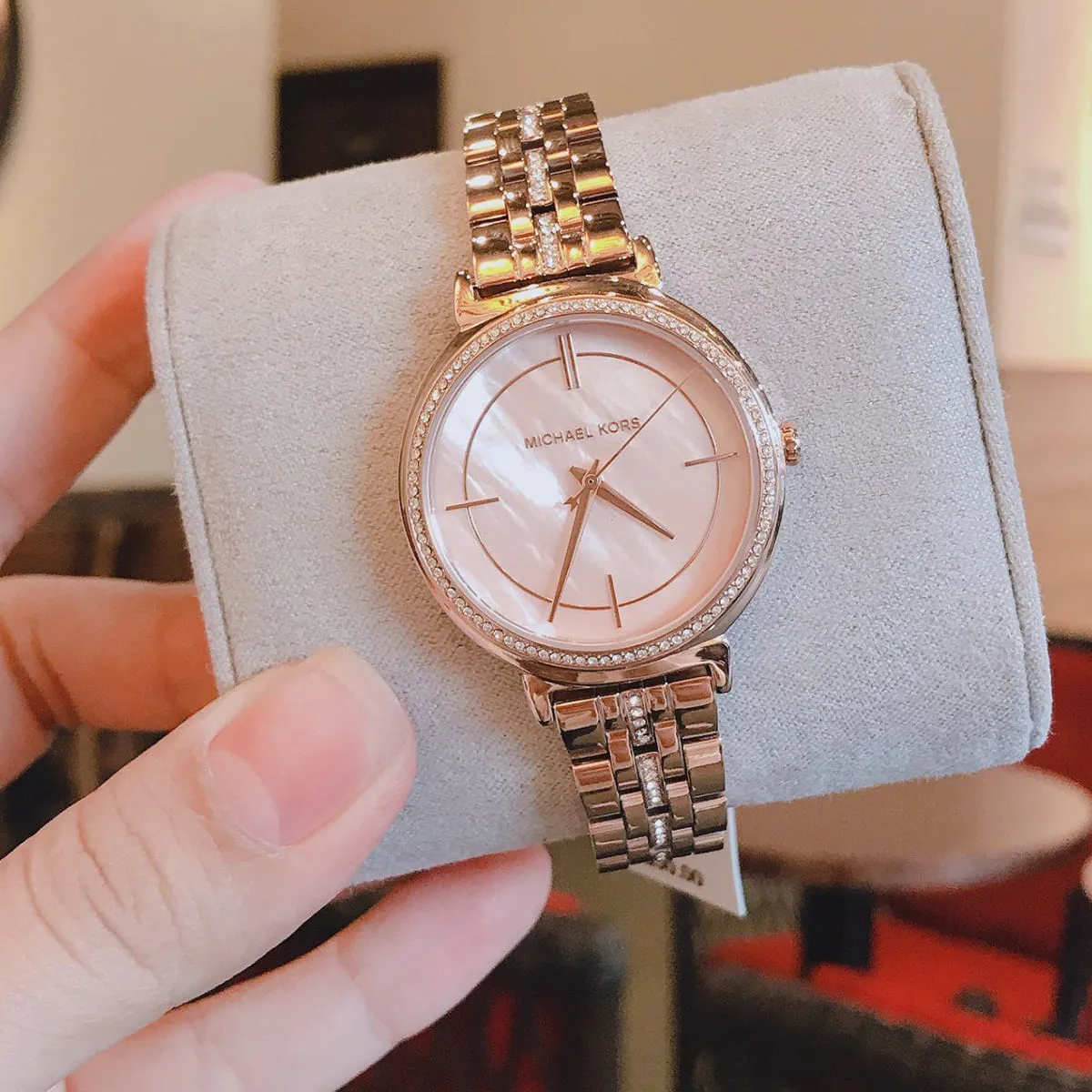 【Michael Kors】MK3643 亮麗 晶鑽錶圈 珍珠母貝錶盤 鑲鑽 不鏽鋼 女款 石英錶