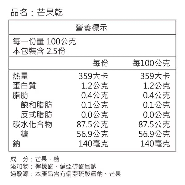 ZL033 合勝堂 - 芒果乾 250g/包