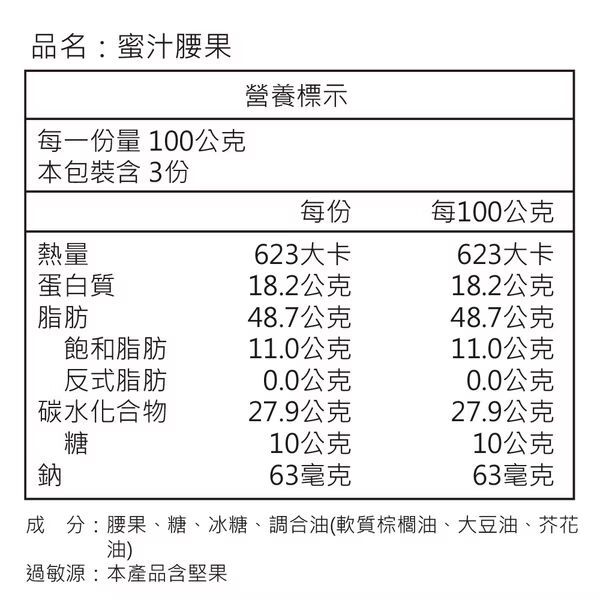 ZL036 合勝堂 - 蜜汁腰果 半斤/包