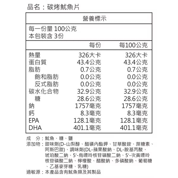 ZL042 合勝堂 - 炭烤魷魚片(半斤) 300g/包