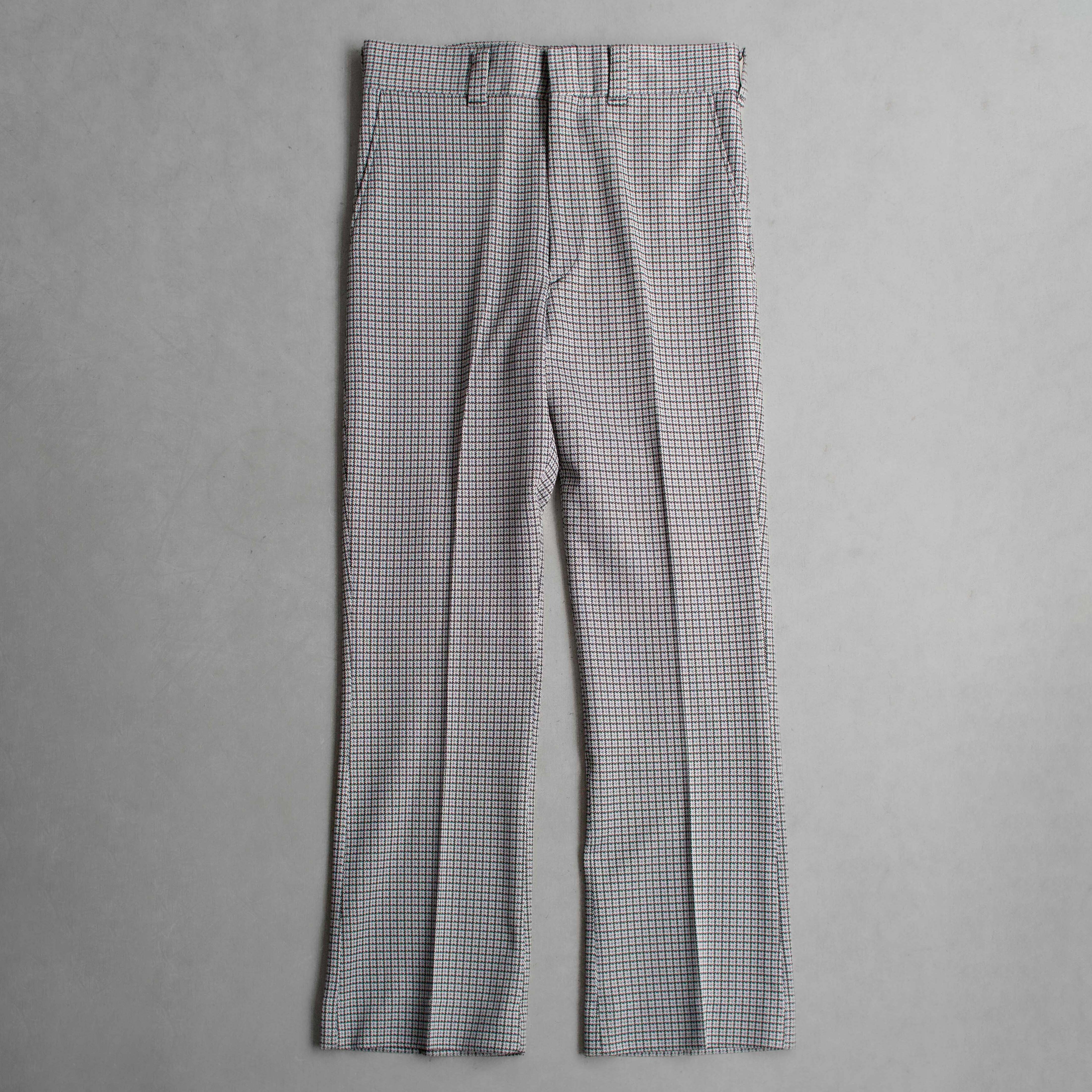 VINTAGE PLAID FLARE PANTS 美國 灰色 千鳥格紋 聚酯纖維 靴型 喇叭 長褲