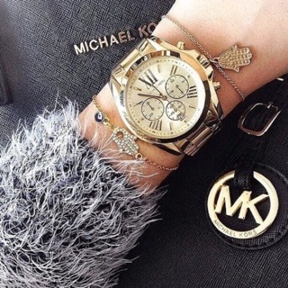 【Michael Kors】MK5605 典雅 羅馬數字大時標 三眼 計時 日期顯示 不鏽鋼 奢華金 石英錶