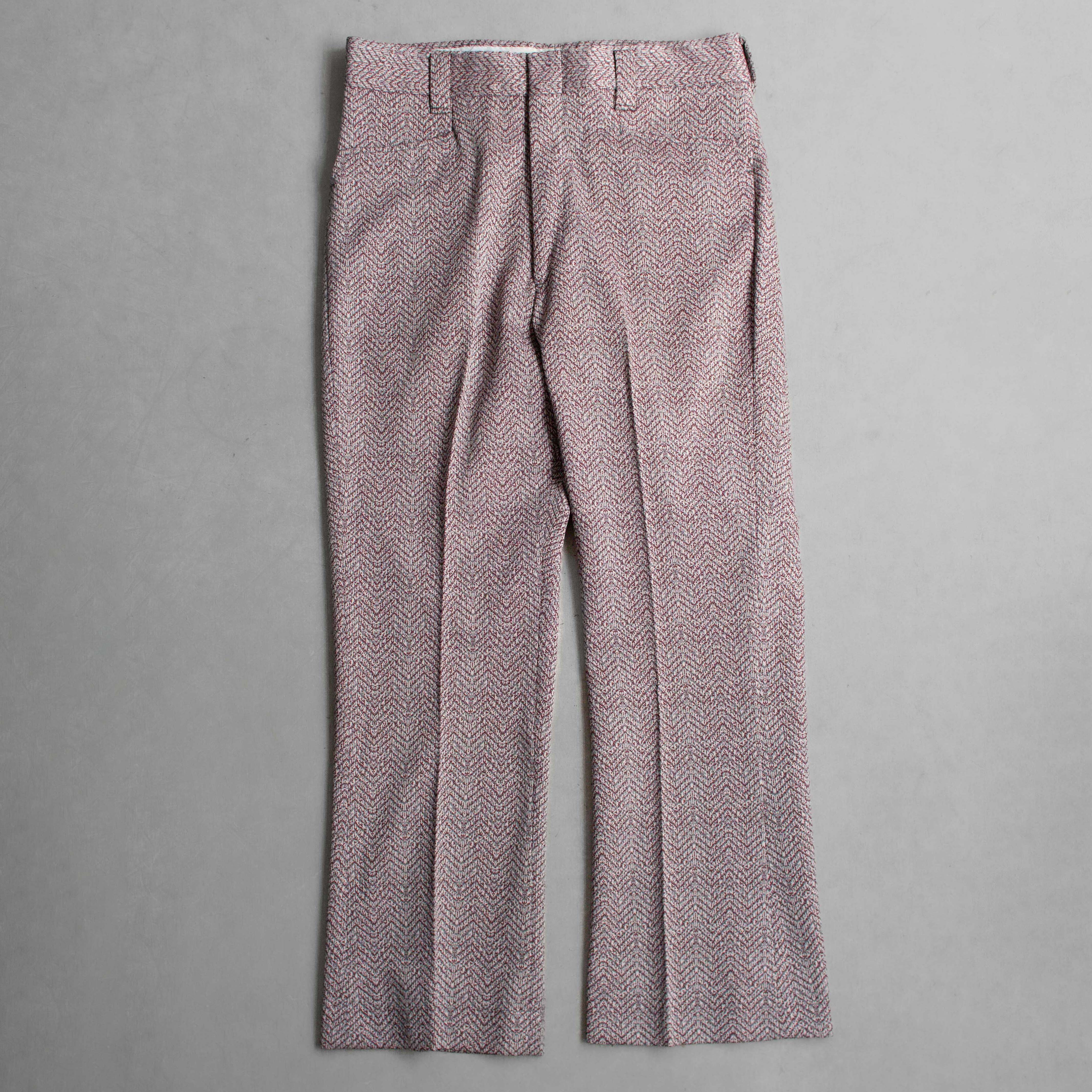 VINTAGE STRIPE FLARE PANTS 美國 酒紅 條紋 聚酯纖維 靴型 喇叭 長褲
