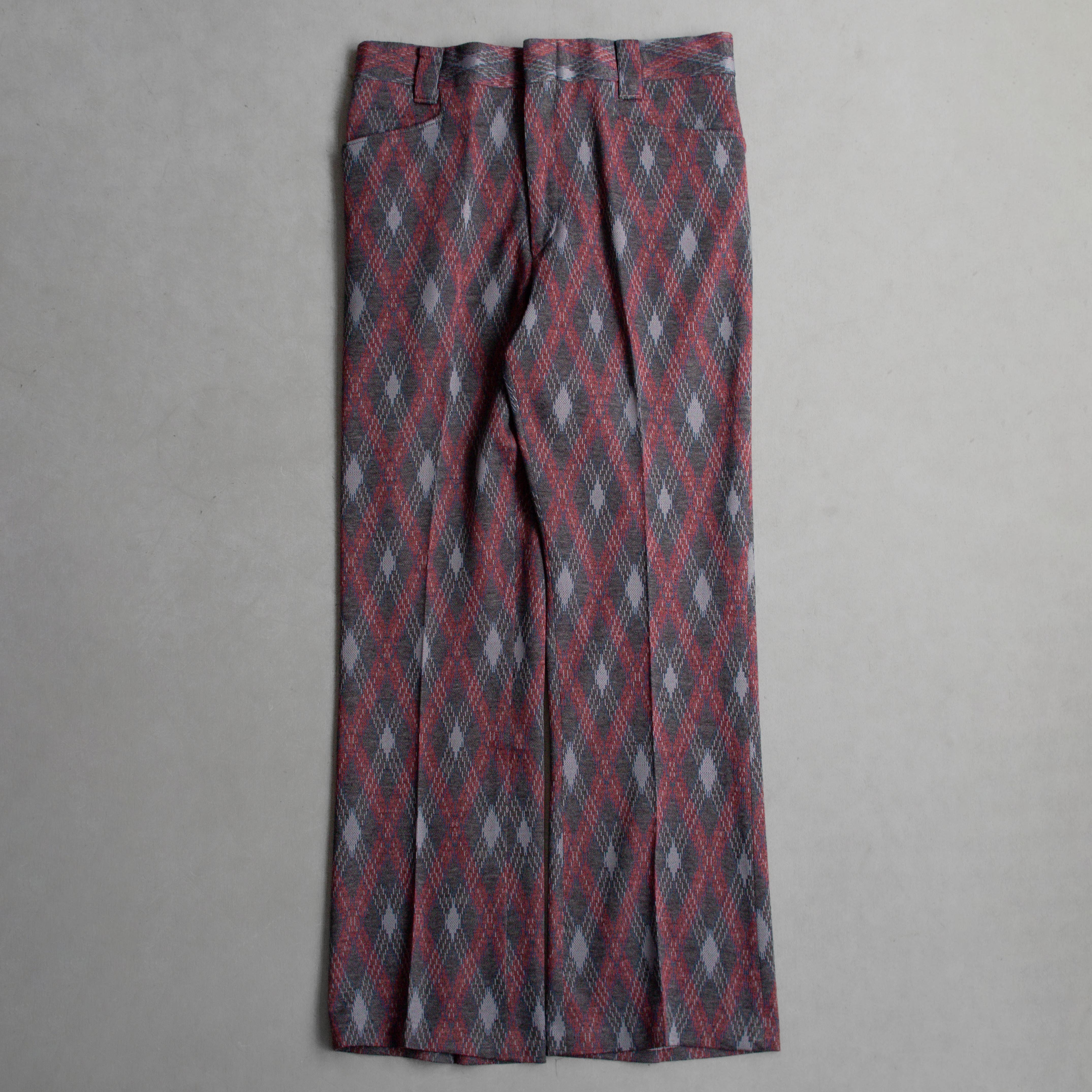 LEVIS ARGYLE FLARE PANTS 美國 酒紅 菱格紋 聚酯纖維 靴型 喇叭 長褲