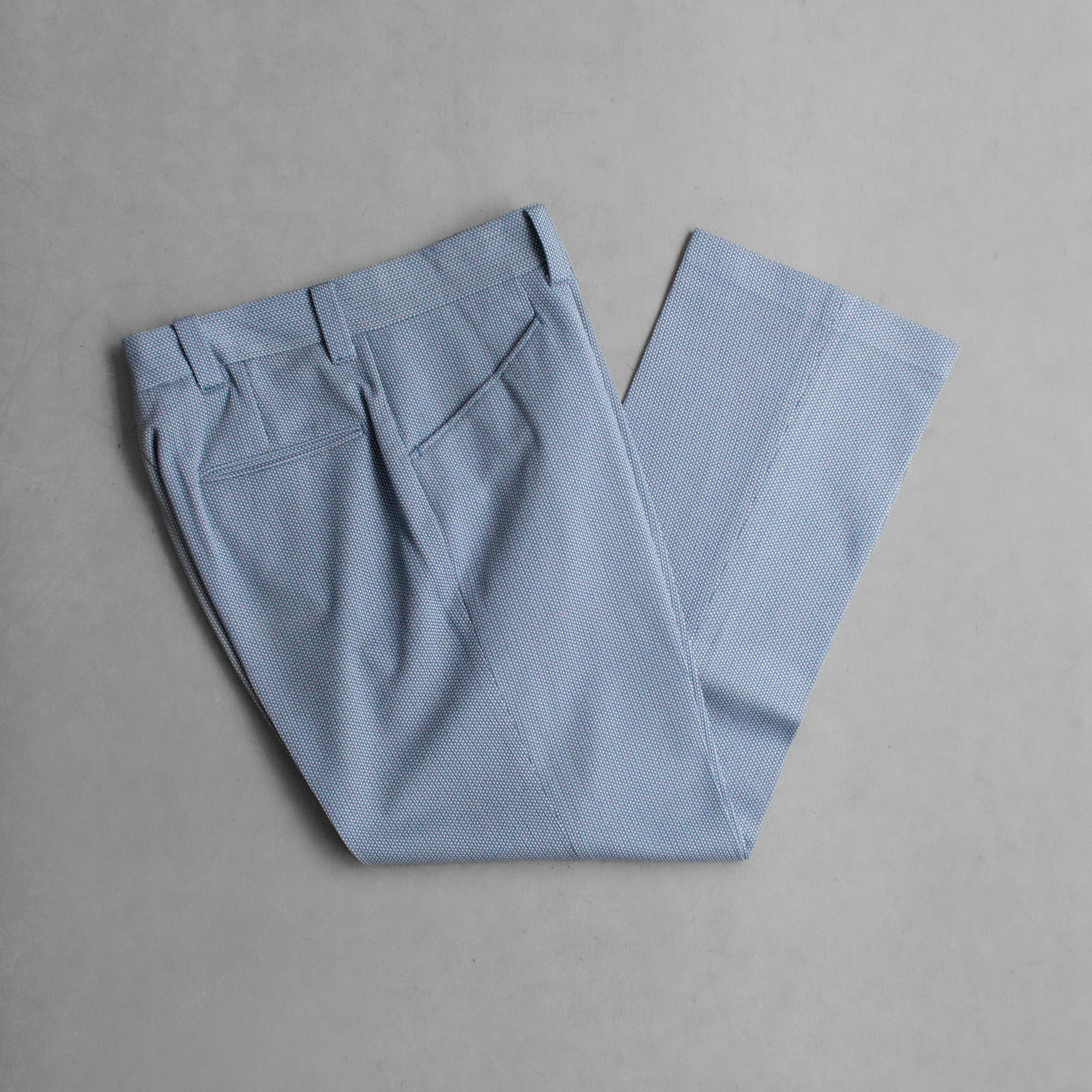 VINTAGE PATTERN FLARE PANTS 美國 藍色 花紋 聚酯纖維 靴型 喇叭 長褲