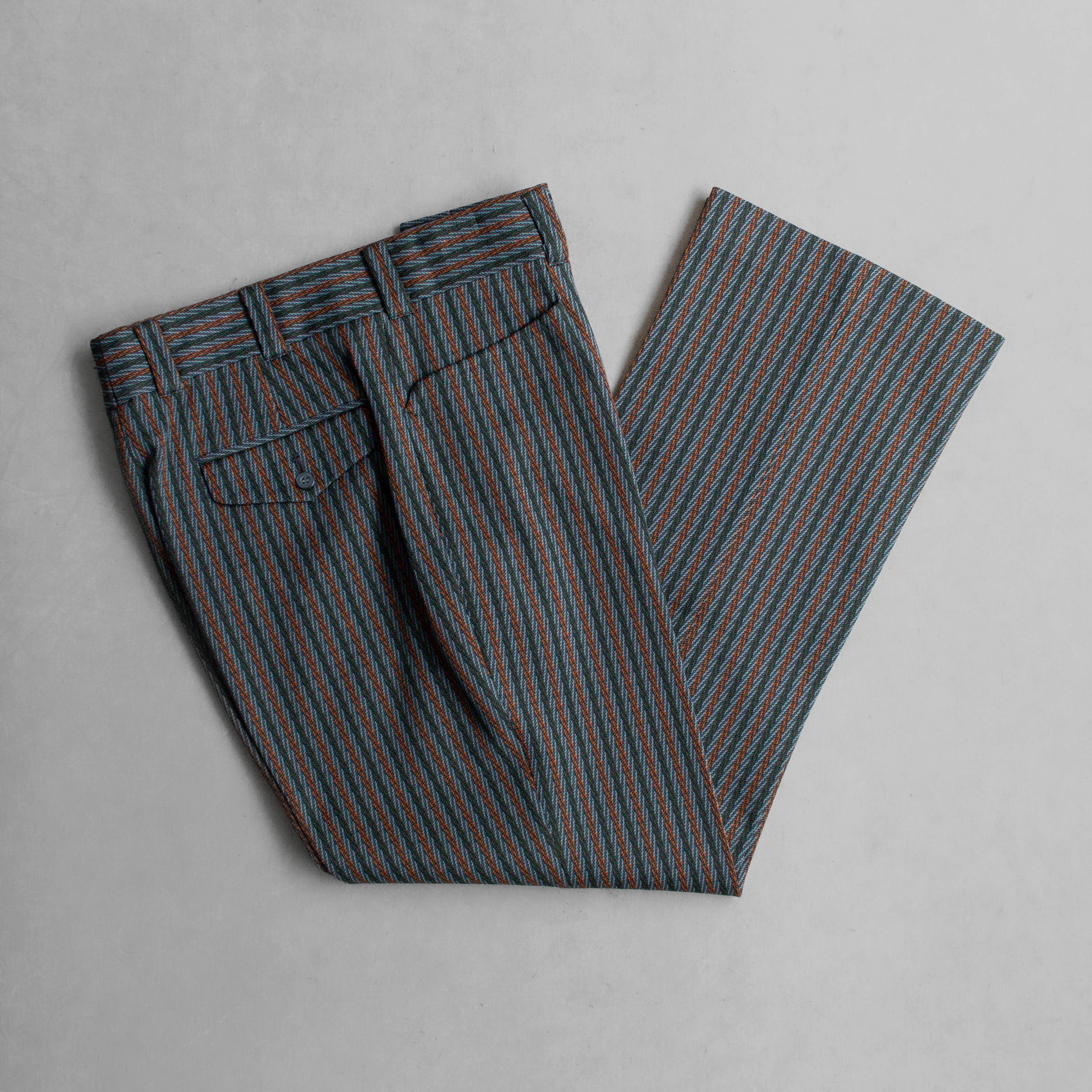 VINTAGE STRIPE FLARE PANTS 美國 綠橘 條紋 聚酯纖維 靴型 喇叭 長褲
