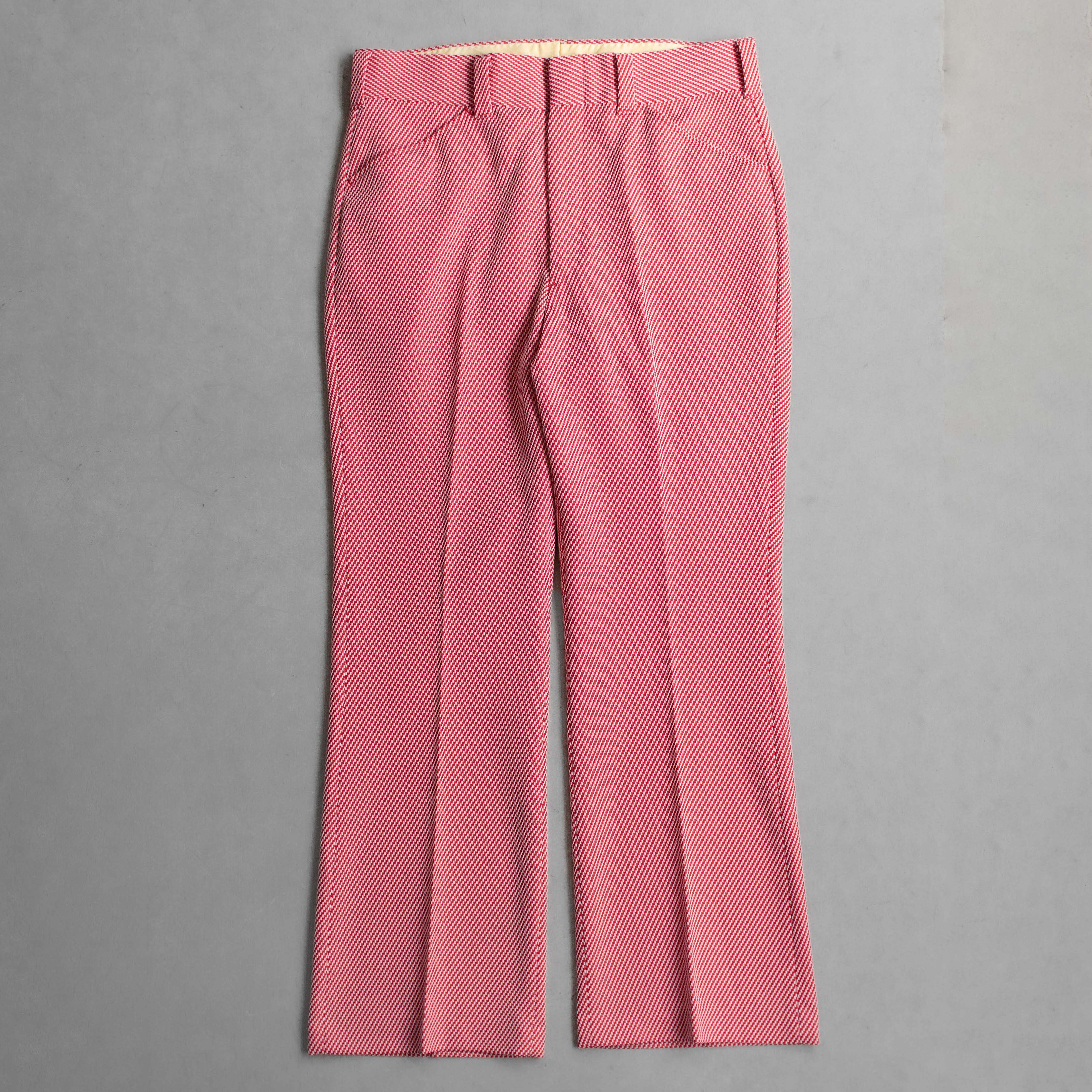 VINTAGE STRIPE FLARE PANTS 美國 紅色 條紋 聚酯纖維 靴型 喇叭 長褲
