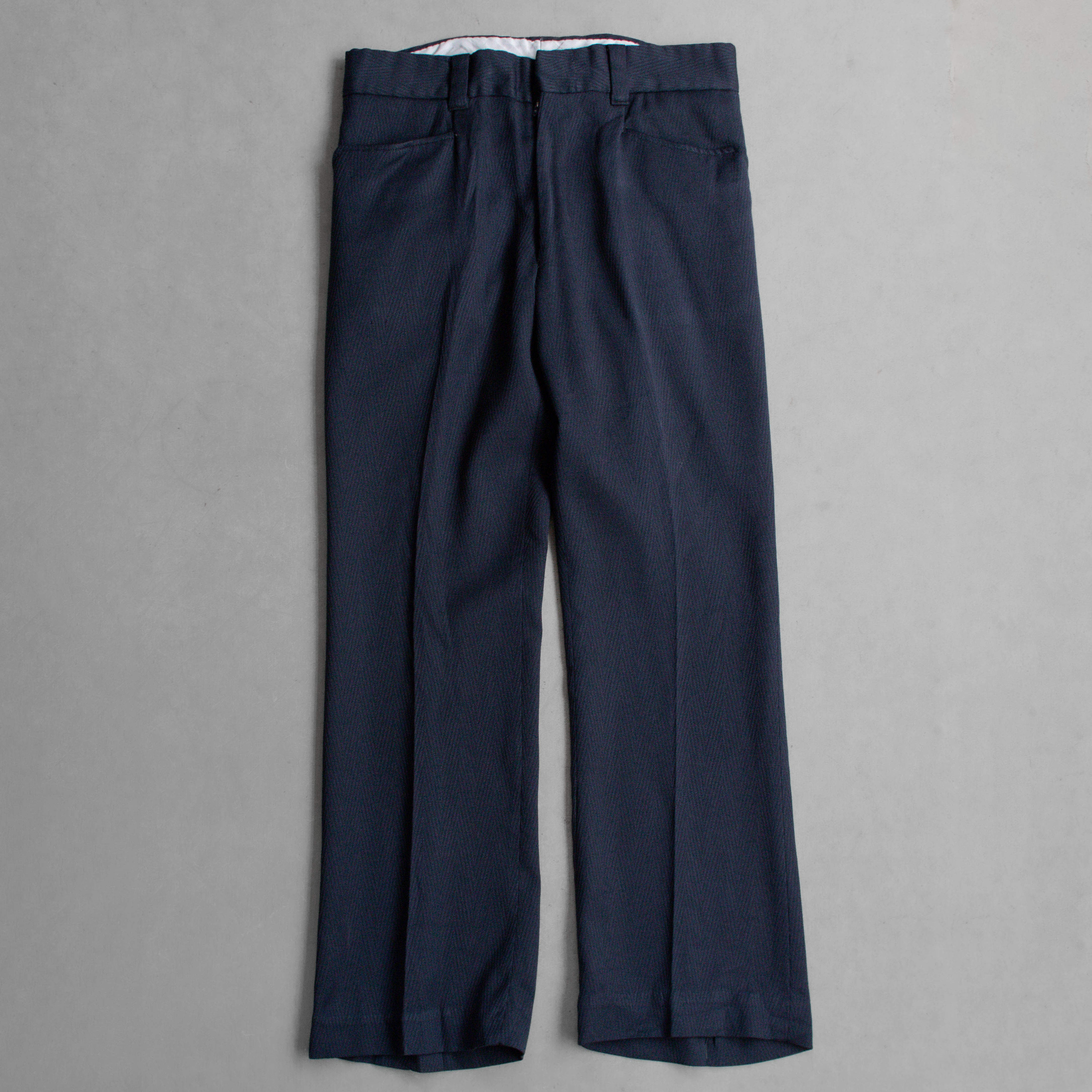 VINTAGE STRIPE FLARE PANTS 美國 深藍 條紋 聚酯纖維 靴型 喇叭 長褲
