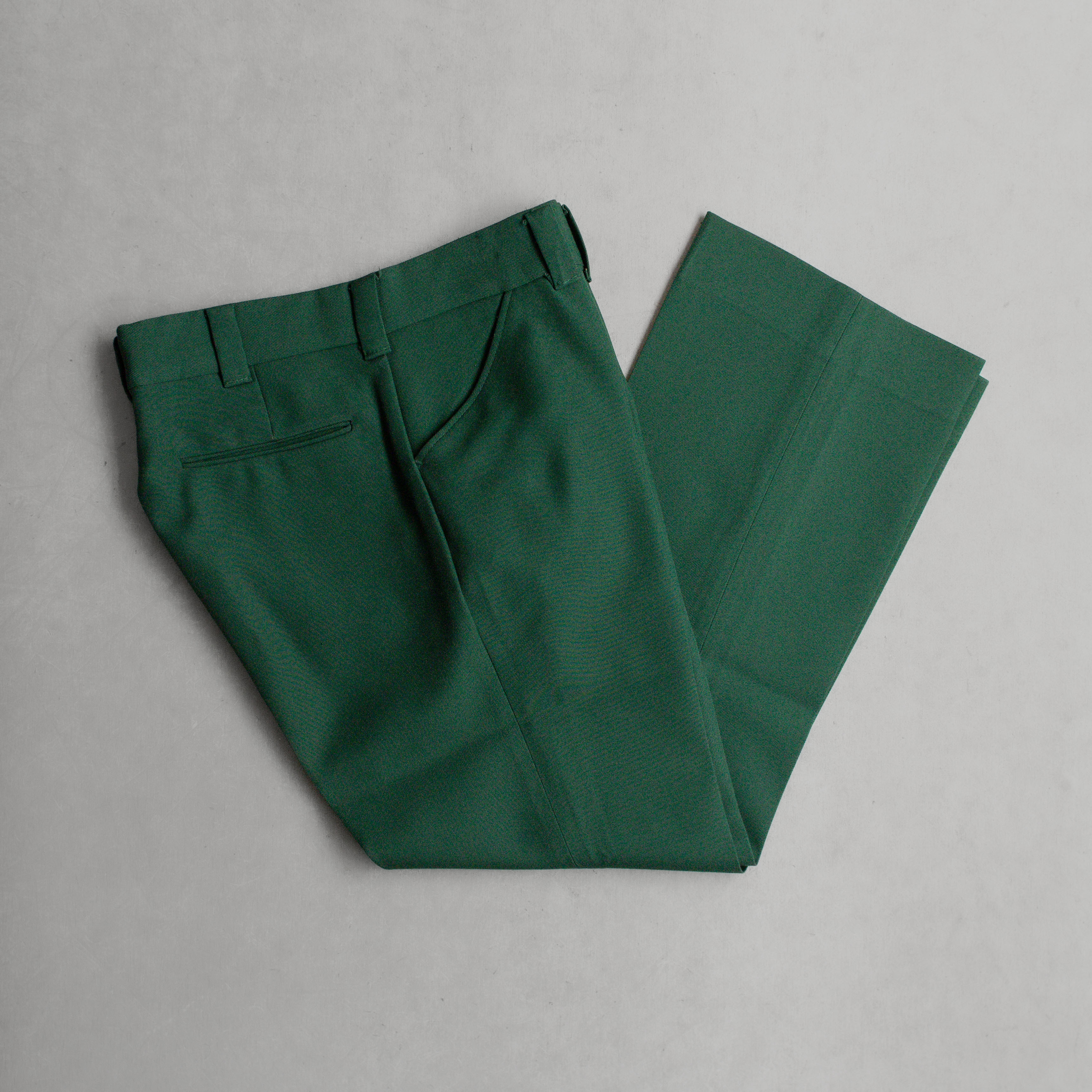 VINTAGE PERMA FLARE PANTS 美國 墨綠 素面 聚酯纖維 靴型 喇叭 長褲