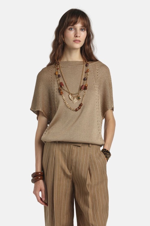 1LS0511-049 [LUISA SPAGNOLI] Calao 鏤空細節毛衣 Beige(2336) #100381 (EU)