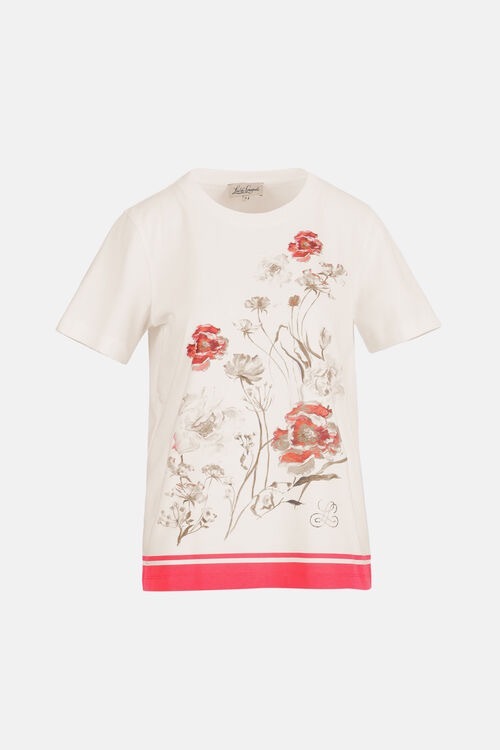 1LS0511-048 [LUISA SPAGNOLI] Belle 花卉T卹 Panna(0202) #543280 (EU)