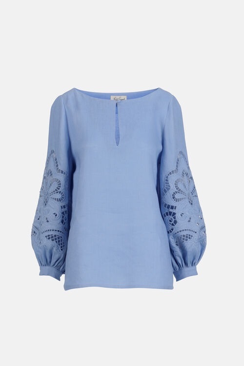 1LS0511-046 [LUISA SPAGNOLI] Bardi 刺繡襯衫 Pervinca(2619) #542978 (EU)