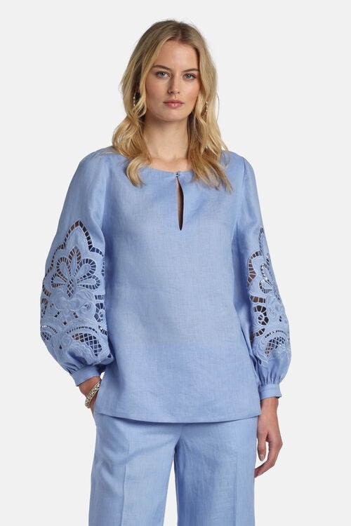 1LS0511-046 [LUISA SPAGNOLI] Bardi 刺繡襯衫 Pervinca(2619) #542978 (EU)