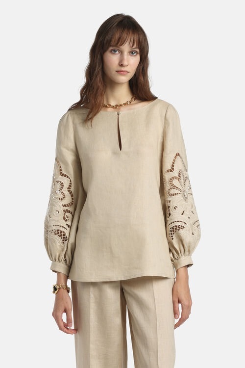 1LS0511-045 [LUISA SPAGNOLI] Bardi 刺繡襯衫 Beige(1102) #542978 (EU)
