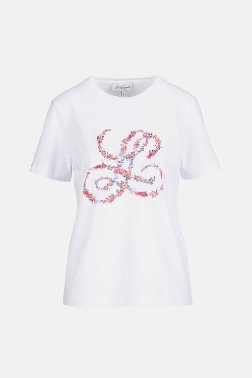 1LS0511-044 [LUISA SPAGNOLI] Ballada 刺繡T卹 Var Panna FioriRosa(4564) #543153 (EU)