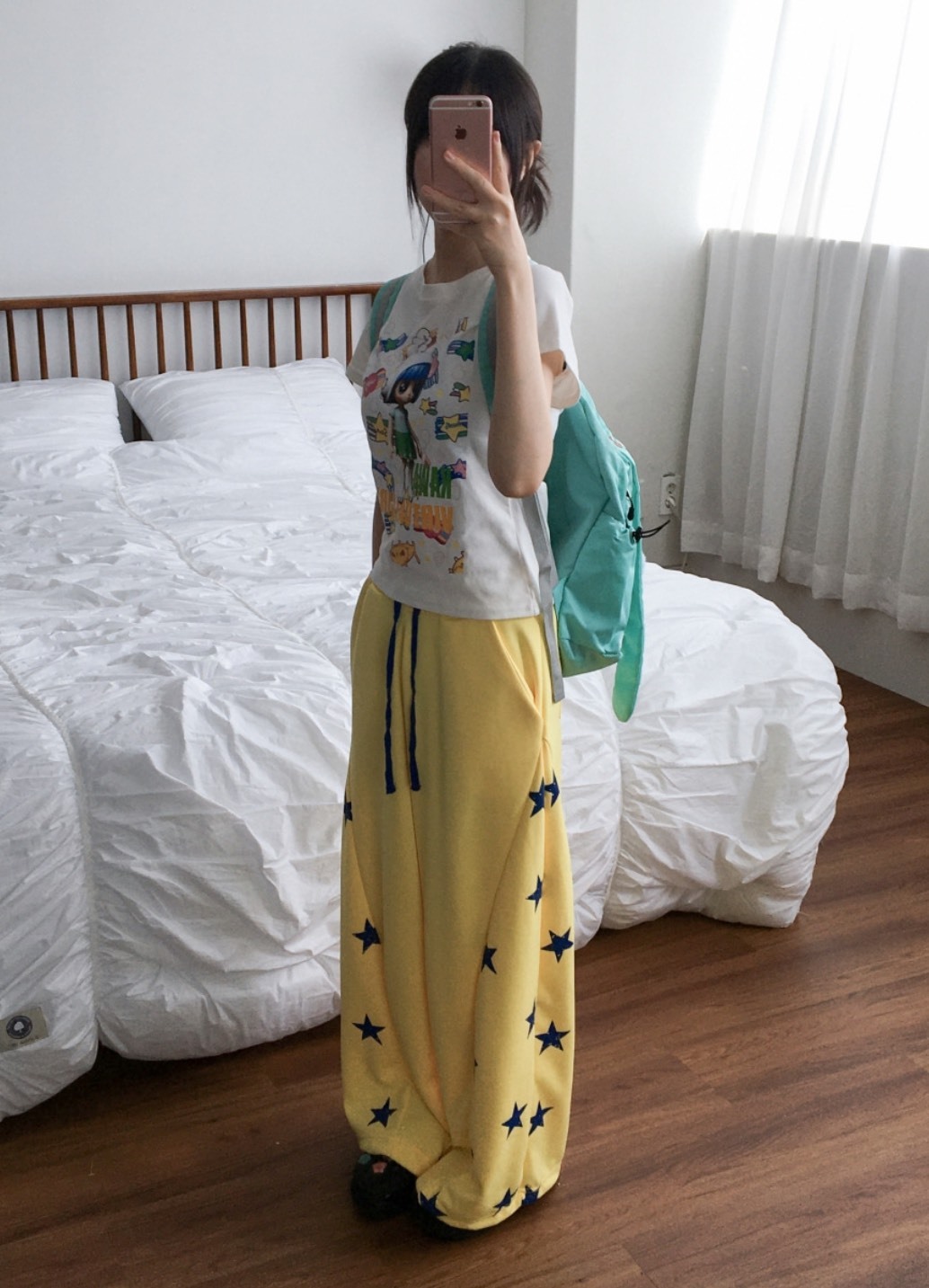 星星棉褲 闊腿褲 寬褲
