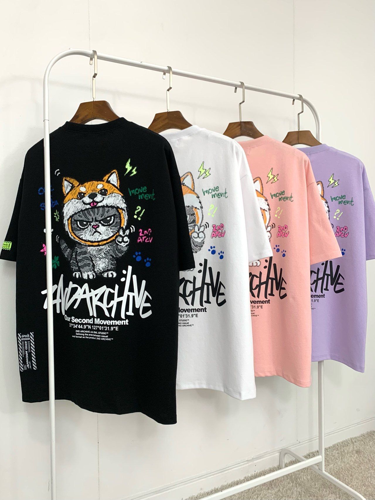 貓仔圖案英文字短袖Tee 2nd-357T