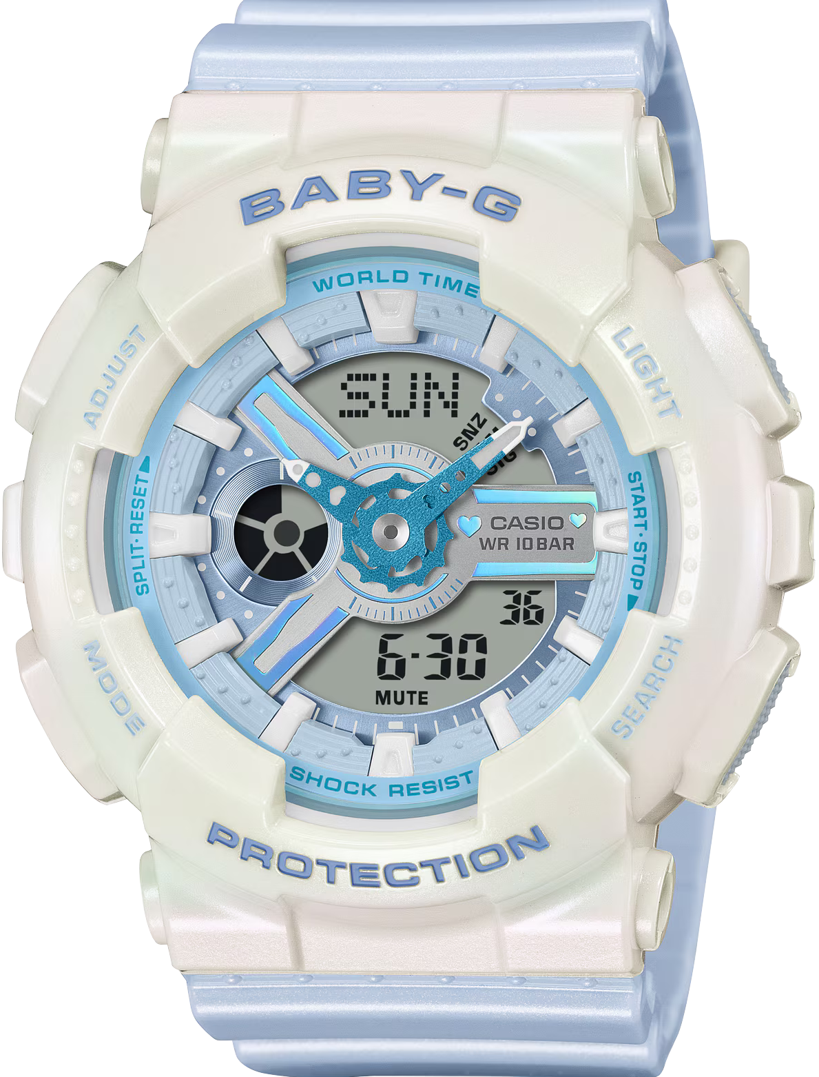 萬年鐘錶 - BABY-G   夢幻色彩防震雙顯電子錶 BA-110PD-2A  錶徑 : 43.4 MM