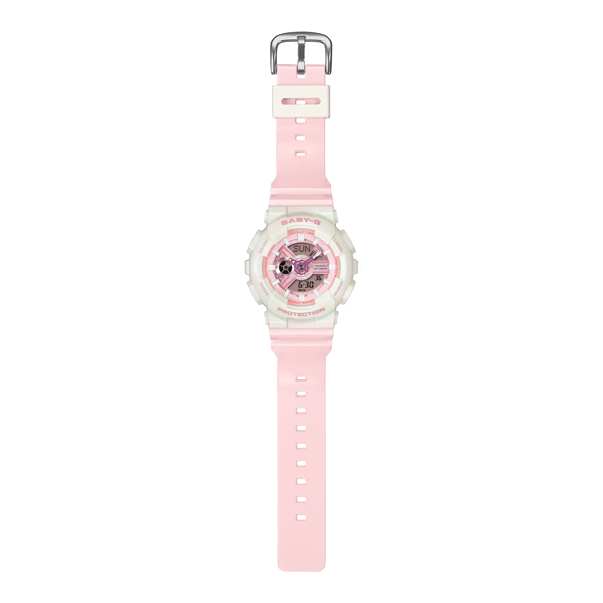 萬年鐘錶 - BABY-G   夢幻色彩防震雙顯電子錶 BA-110PD-4A  錶徑 : 43.4 MM