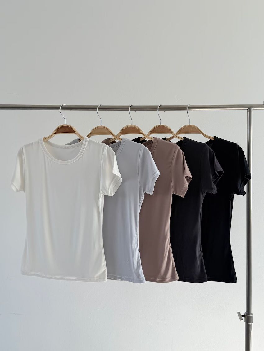 minimal round neck modal fitted tee