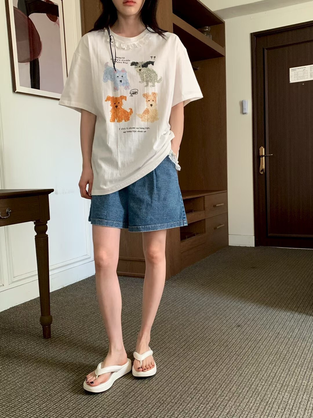 插畫狗狗蝴蝶結T