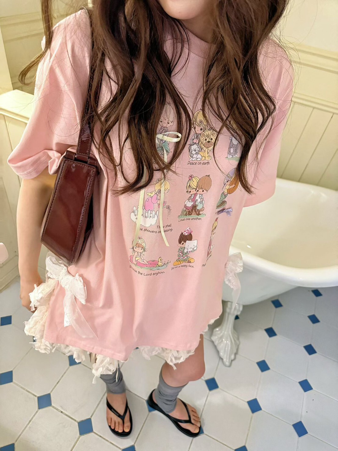 九宮格男孩女孩蕾絲蝴蝶結T