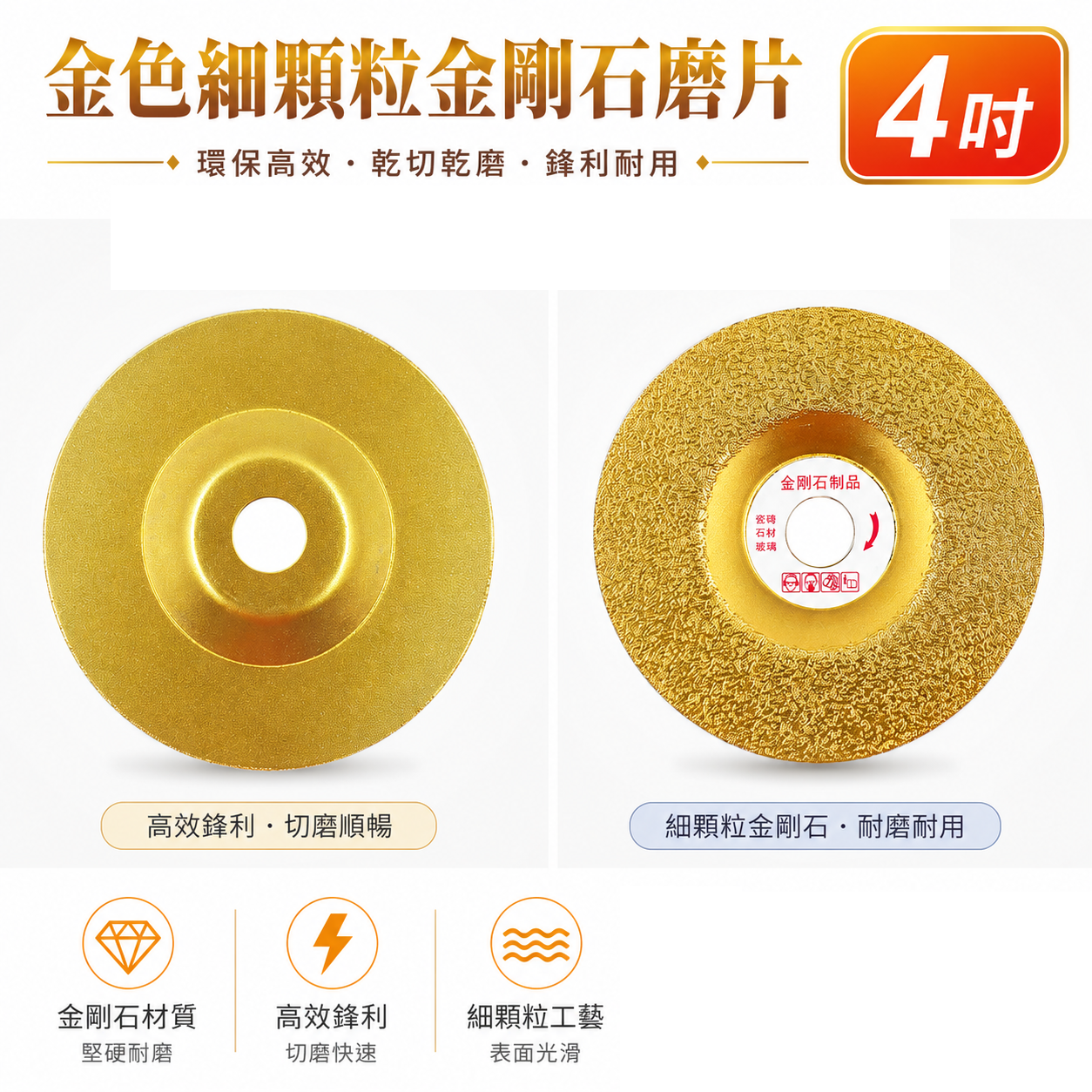 無包裝｜可磨可切 金剛石磨片 磨兼切 4" 多功能細緻磨盤 4吋砂輪機用 高分子磨片 磁磚磨盤 石材 研磨盤