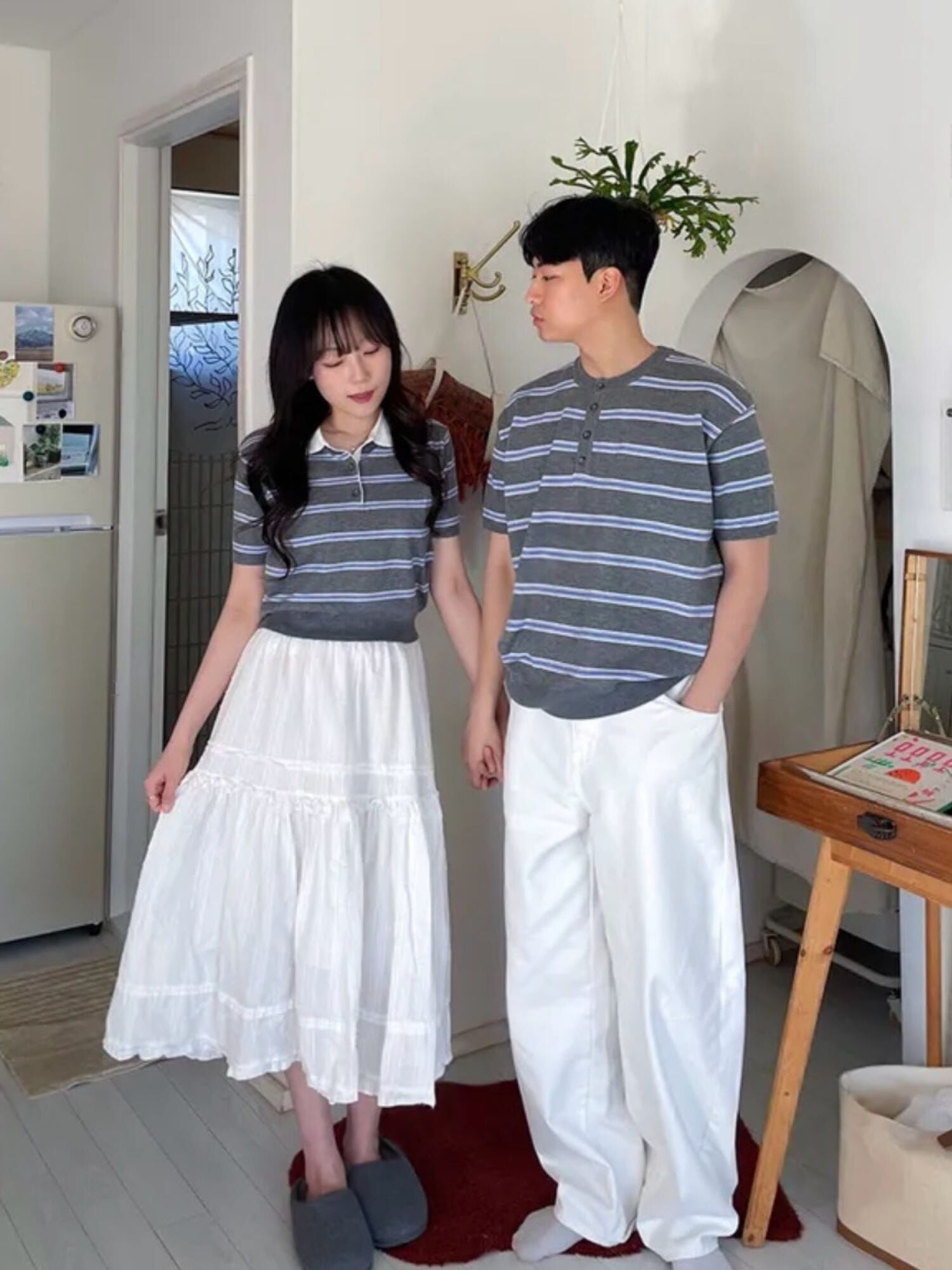 條紋針織 POLO 上衣