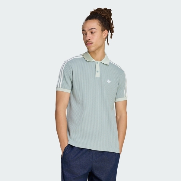Adidas 愛迪達 Waffle Polo KX1231 男 Polo衫 運動上衣 休閒短袖 鼠尾草綠 亞版