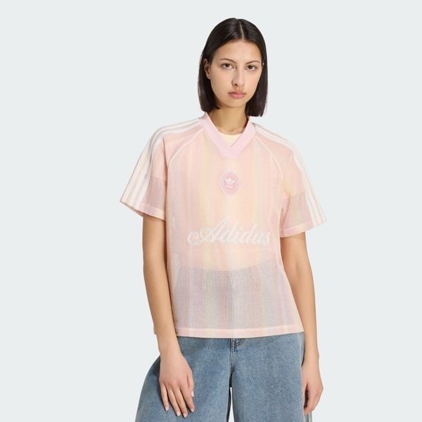 Adidas 愛迪達 Knit Jersey KY3161 女 針織寬鬆球衣 櫻花粉 亞版 V領 休閒穿搭