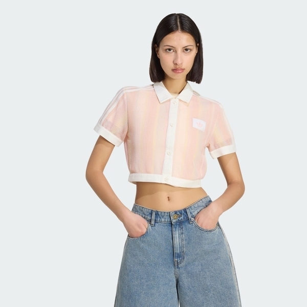Adidas 愛迪達 Cropped Polo KY8140 女 Polo衫 短版上衣 休閒短袖 櫻花粉 亞版