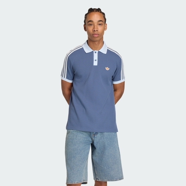 Adidas 愛迪達 Waffle Polo KX1230 男 Polo衫 運動上衣 休閒短袖 墨水藍 亞版