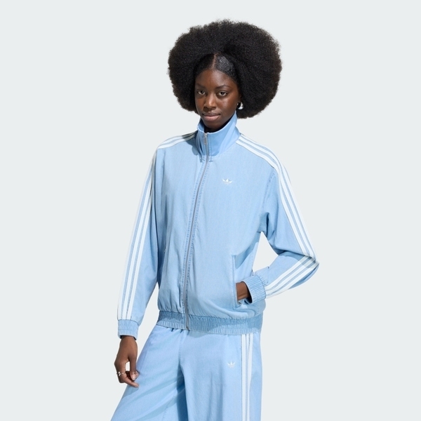 Adidas 愛迪達 Denim Fb Tt KW8757 女 立領外套 運動外套 休閒穿搭 淺藍牛仔 亞版