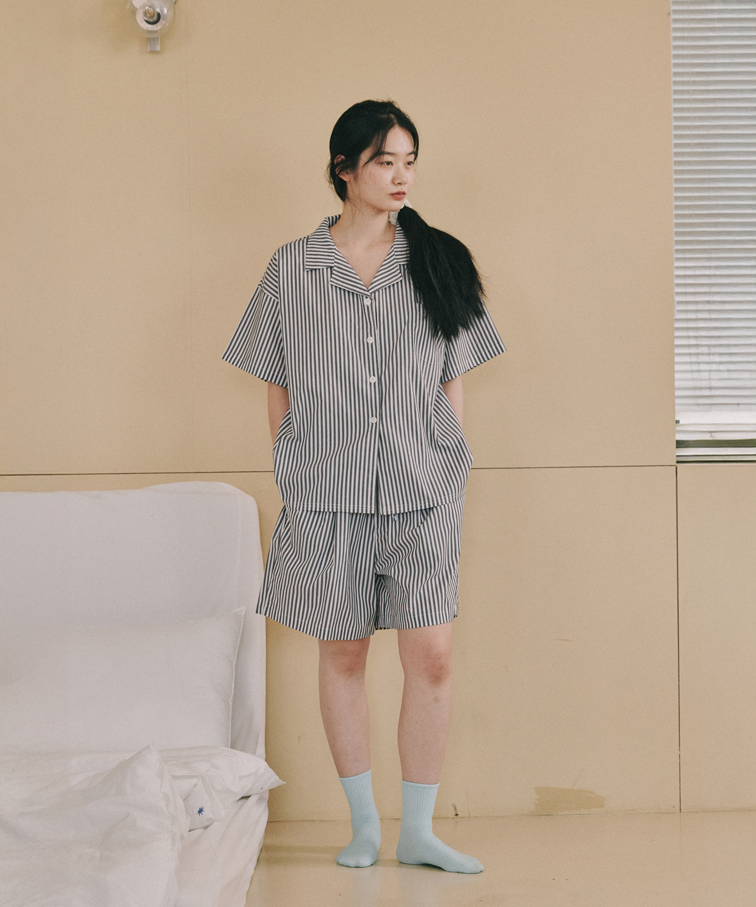 OGGITT｜短袖家居服套裝 (黑色/紫色)