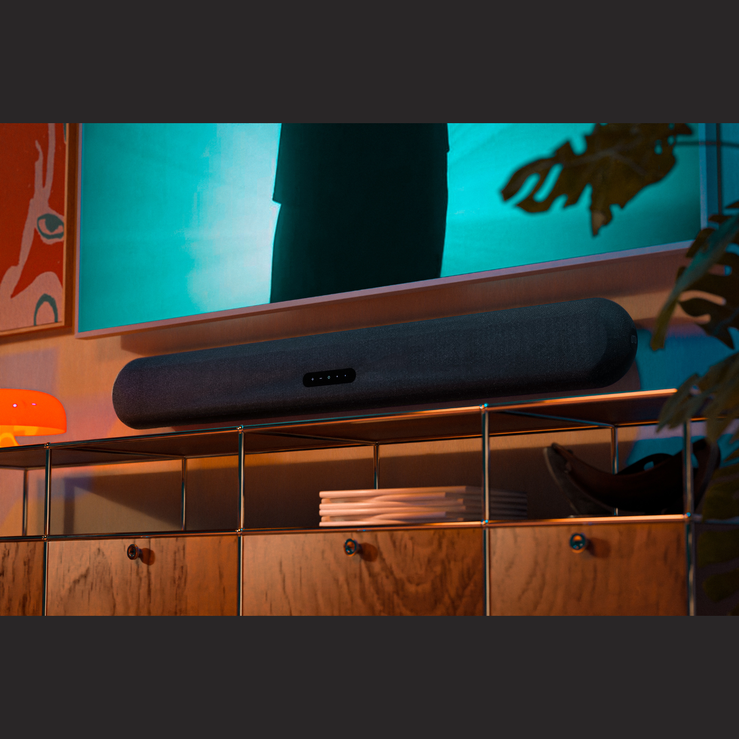 Bluesound PULSE CINEMA Soundbar on cabinet