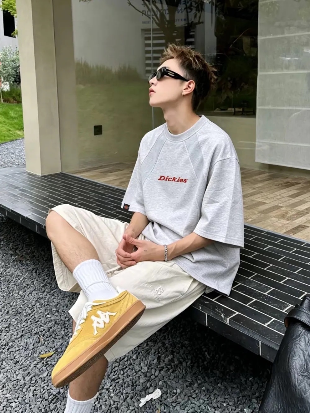 Dickies 拼接插肩風線條短T 4色