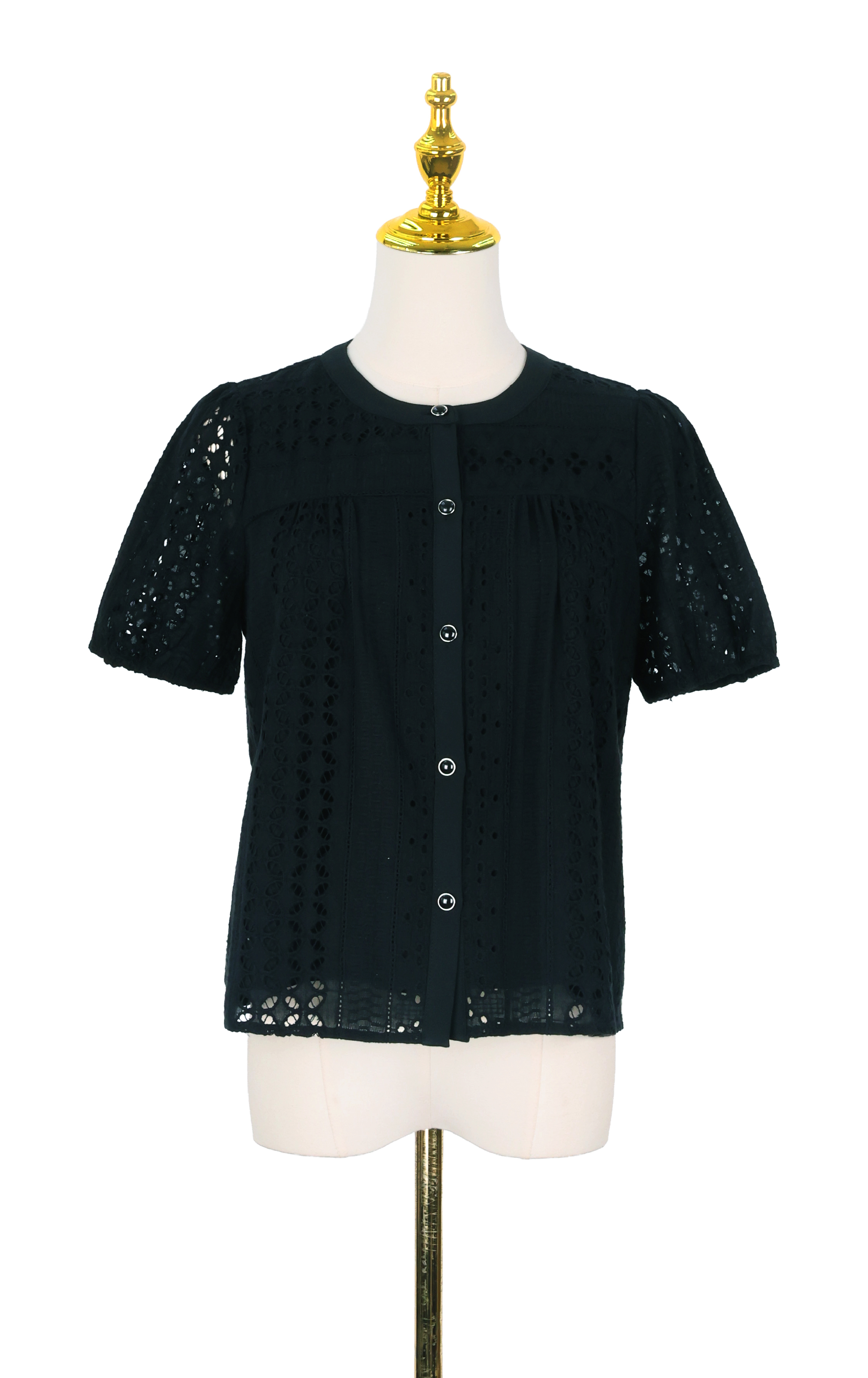 Airy Eyelet Lace Button-Down Top SH0434