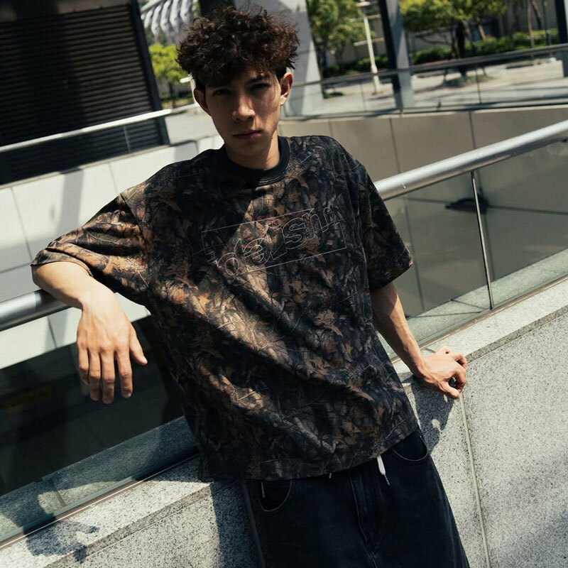idealism Stitch Tee 黑色 藍色 樹葉 水洗 做舊 繡字 短T【ID26001】