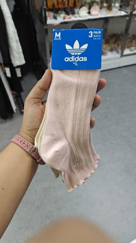 [S] ADIDAS SANDY PINK/WONDER ALUMINA GREY/WONDER WHITE JL0831B RUFFLE QURATER SOCKS, 3-PACK, 888254225017 (SAD322)