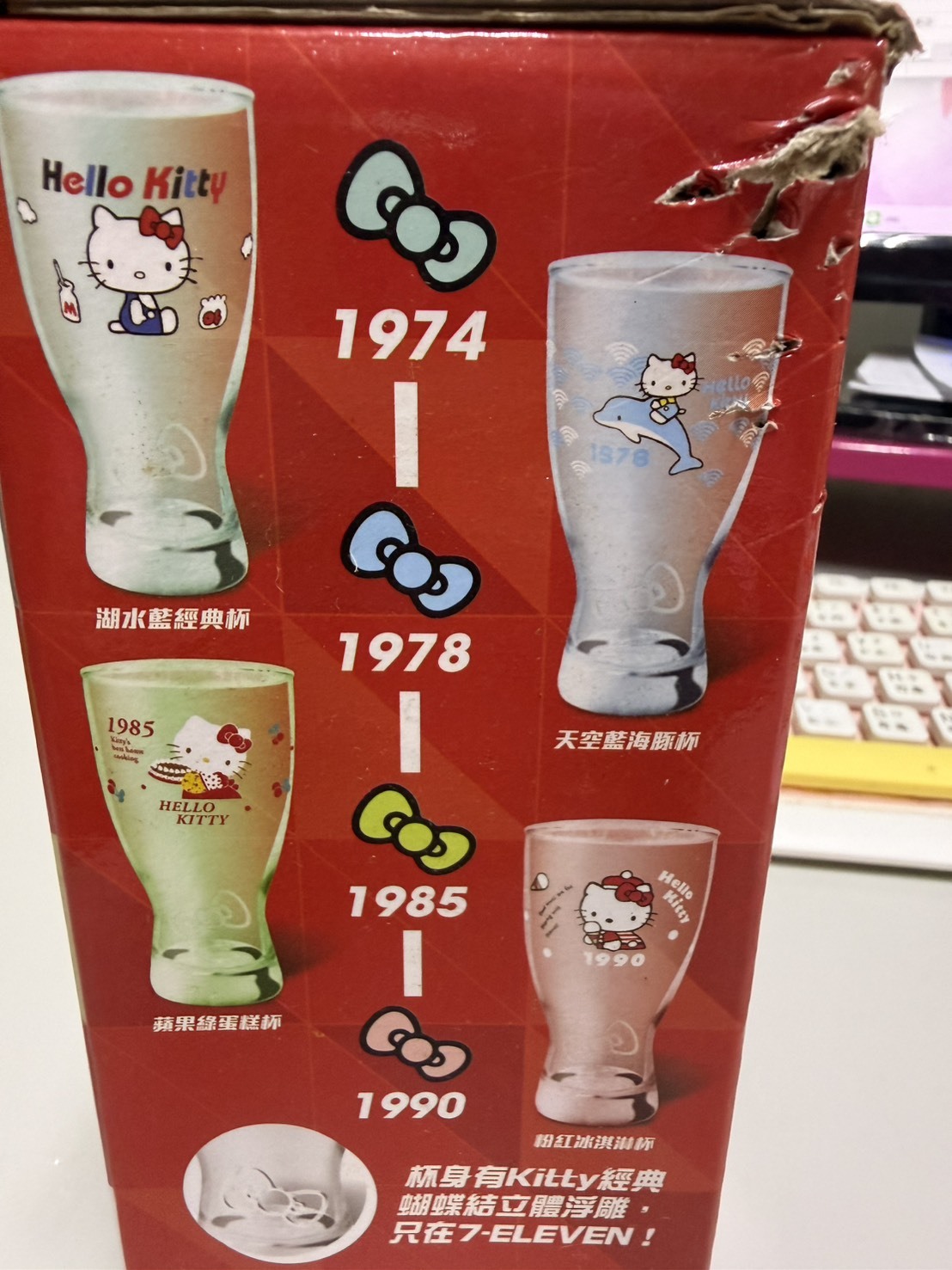 台東院｜hello kitty 經典玻璃曲線杯4組(部分盒損)