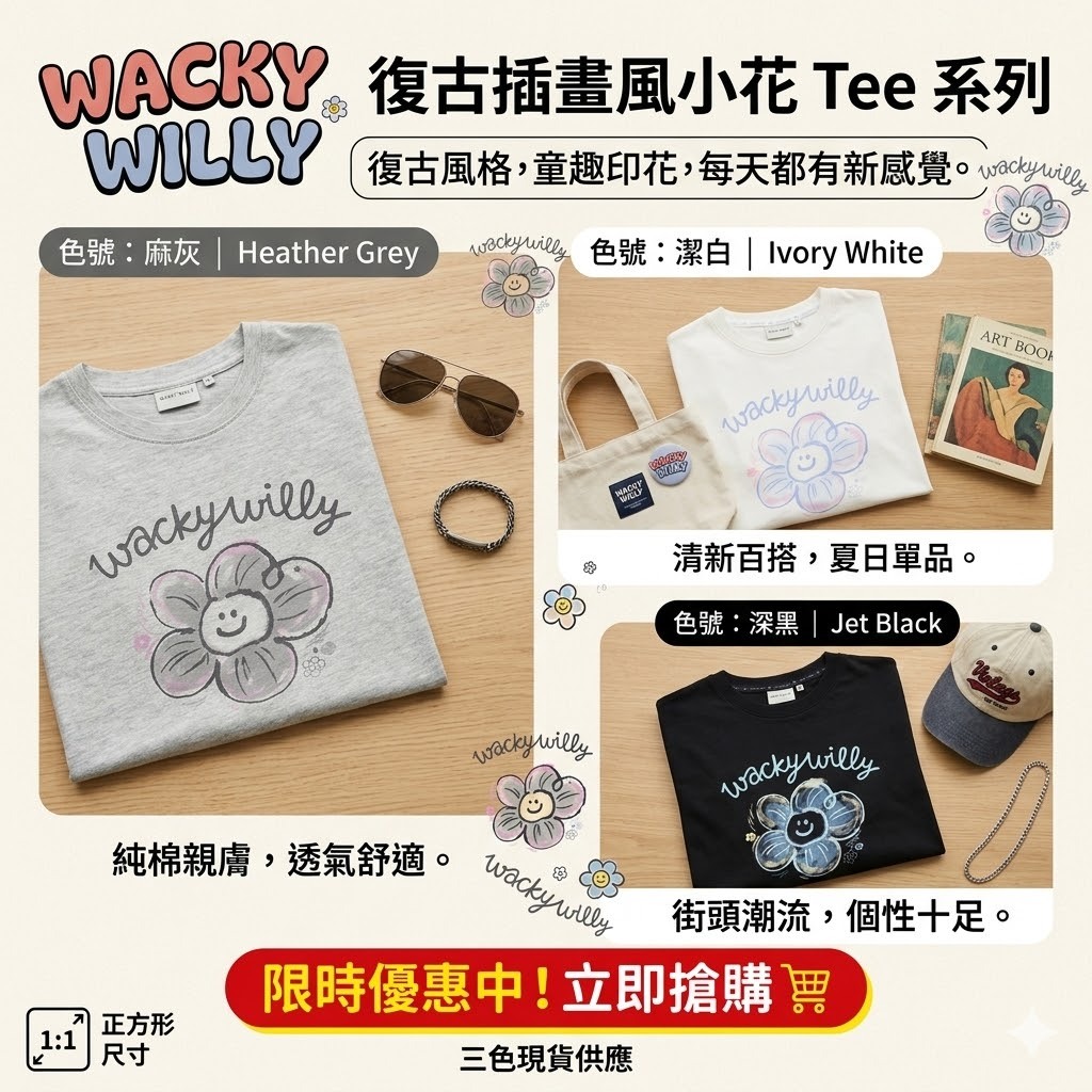 【直播】Wacky Willy LX0509120 女裝圖案短袖上衣