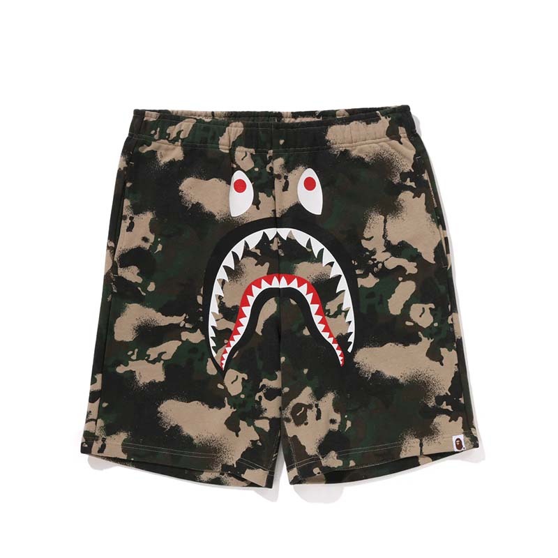 BAPE Map Camo Regular Fit Shark Sweat Shorts 鯊魚 噴墨迷彩 短褲 綠色 1L30153001-GN [台灣現貨]