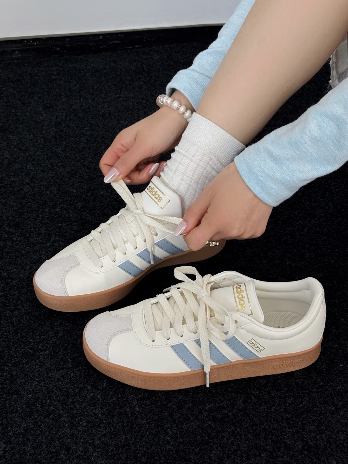 ADIDAS NEO VL COURT CLASSIC 海鹽汽水 德訓鞋 小SAMBA（JH5063）