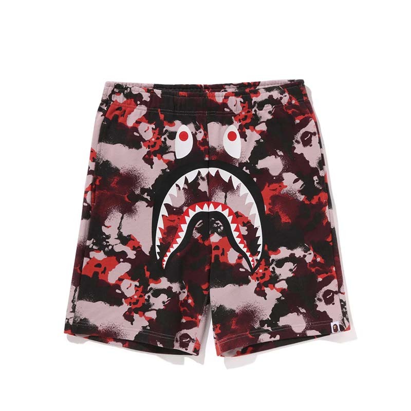 BAPE Map Camo Regular Fit Shark Sweat Shorts 鯊魚 噴墨迷彩 短褲 紅色 1L30153001-RD [台灣現貨]