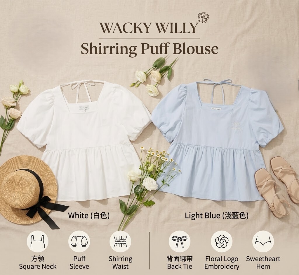 【直播】Wacky Willy LX0509122 女裝方領襯衫