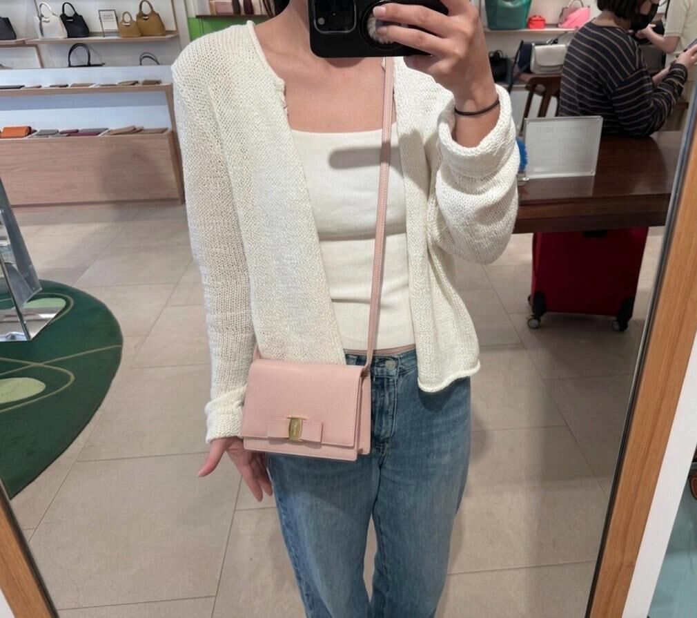 LYS01730 Ferragamo Vara 蝴蝶結Crossbody Bag - Blush Pink
